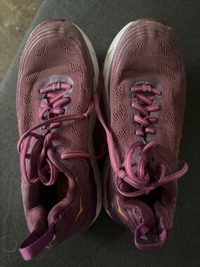 Hoka One One Women's Plum Mesh Running Sneakers with Pink Accents